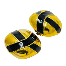 Load image into Gallery viewer, Vintage MADE IN USA gold enamel designer clip on earrings
