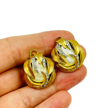 Load image into Gallery viewer, Vintage MARVELLA gold rhinestone pearl designer clip on earrings
