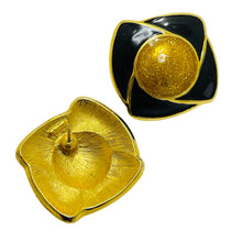 Load image into Gallery viewer, Vintage MONET gold tone enamel designer runway earrings
