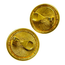 Load image into Gallery viewer, Vintage MONET signed gold tone designer clip on earrings
