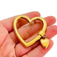 Load image into Gallery viewer, Vintage MONET signed gold tone heart designer brooch
