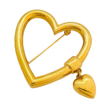 Load image into Gallery viewer, Vintage MONET signed gold tone heart designer brooch
