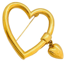 Load image into Gallery viewer, Vintage MONET signed gold tone heart designer brooch
