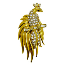 Load image into Gallery viewer, Vintage MONET signed gold tone rhinestones bird  designer brooch
