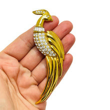 Load image into Gallery viewer, Vintage MONET signed gold tone rhinestones peacock bird designer brooch
