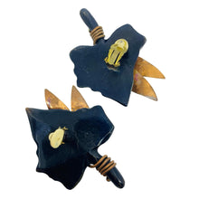 Load image into Gallery viewer, Vintage MONIES GERDA LYNGGAARD copper leaf designer clip on earrings
