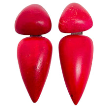 Load image into Gallery viewer, Vintage MONIES GERDA LYNGGAARD modernist red wood designer clip on earrings
