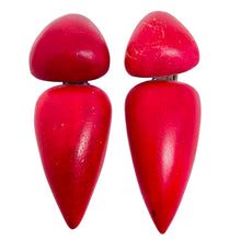 Load image into Gallery viewer, Vintage MONIES GERDA LYNGGAARD modernist red wood designer clip on earrings
