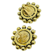 Load image into Gallery viewer, Vintage Made in ITALY gold tone blue glass designer clip on earrings
