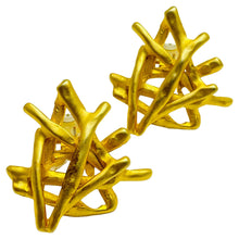 Load image into Gallery viewer, Vintage NORMA JEAN matte gold abstract midernist designer clip on earrings
