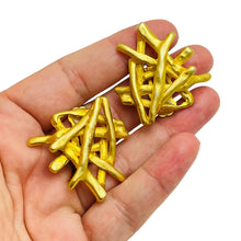 Load image into Gallery viewer, Vintage NORMA JEAN matte gold abstract midernist designer clip on earrings
