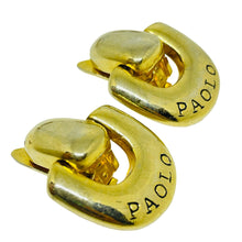 Load image into Gallery viewer, Vintage PAOLO GUCCI signed gold tone door knocker designer clip on earrings
