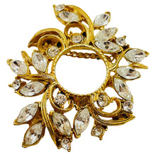 Load image into Gallery viewer, Vintage ROGER MICGAEL gold rhinestone designer pin brooch
