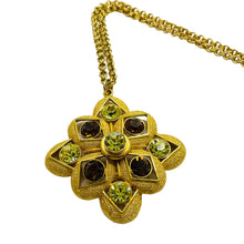 Load image into Gallery viewer, Vintage SARAH COVENTRY gold rhinestone cross designer runway necklace
