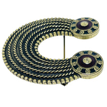 Load image into Gallery viewer, Vintage SOLDOR signed gold tone red enamel designer brooch

