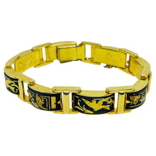 Load image into Gallery viewer, Vintage SPAIN damascene gold plated enamel designer link bracelet
