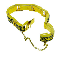 Load image into Gallery viewer, Vintage SPAIN damascene gold plated enamel designer link bracelet
