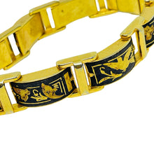 Load image into Gallery viewer, Vintage SPAIN damascene gold plated enamel designer link bracelet

