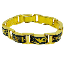 Load image into Gallery viewer, Vintage SPAIN damascene gold plated enamel designer link bracelet
