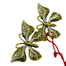 Load image into Gallery viewer, Vintage SPAIN damascene gold tone black butterfly designer brooch
