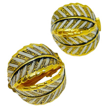 Load image into Gallery viewer, Vintage SPAIN damascene gold tone black designer clip on earrings
