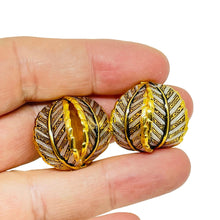 Load image into Gallery viewer, Vintage SPAIN damascene gold tone black designer clip on earrings

