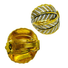 Load image into Gallery viewer, Vintage SPAIN damascene gold tone black designer clip on earrings
