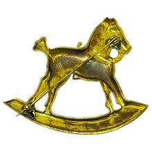 Load image into Gallery viewer, Vintage SPAIN damascene gold tone black designer swinging horse brooch
