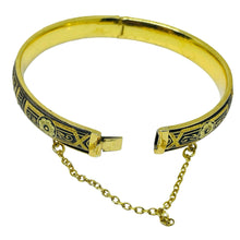 Load image into Gallery viewer, Vintage SPAIN damascene gold tone black inlay designer bangle bracelet
