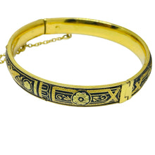 Load image into Gallery viewer, Vintage SPAIN damascene gold tone black inlay designer bangle bracelet
