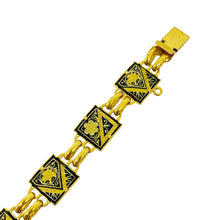 Load image into Gallery viewer, Vintage SPAIN damascene gold tone black panel link designer bracelet
