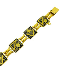 Load image into Gallery viewer, Vintage SPAIN damascene gold tone black panel link designer bracelet
