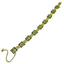 Load image into Gallery viewer, Vintage SPAIN damascene gold tone black panel link designer bracelet
