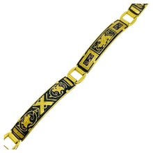 Load image into Gallery viewer, Vintage SPAIN damascene gold tone black panel link designer bracelet
