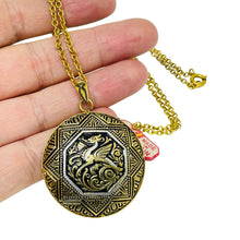 Load image into Gallery viewer, Vintage SPAIN damascene gold tone black pendant designer necklace
