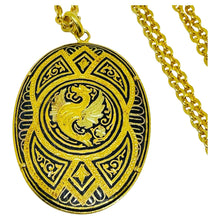 Load image into Gallery viewer, Vintage SPAIN damascene gold tone black pendant designer necklace
