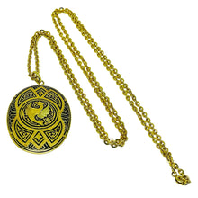 Load image into Gallery viewer, Vintage SPAIN damascene gold tone black pendant designer necklace
