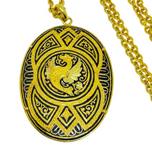 Load image into Gallery viewer, Vintage SPAIN damascene gold tone black pendant designer necklace
