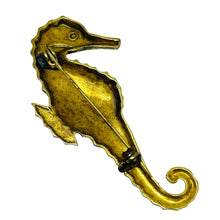 Load image into Gallery viewer, Vintage SPAIN damascene gold tone black seahorse designer brooch
