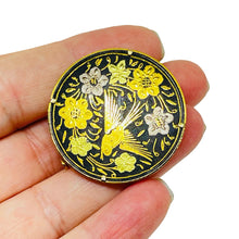 Load image into Gallery viewer, Vintage SPAIN gold plated damascene bird flowers designer brooch

