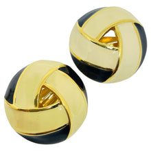 Load image into Gallery viewer, Vintage ST. JOHN gold plated enamel designer clip on earrings
