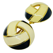 Load image into Gallery viewer, Vintage ST. JOHN gold plated enamel designer clip on earrings
