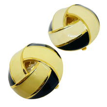 Load image into Gallery viewer, Vintage ST. JOHN gold plated enamel designer clip on earrings
