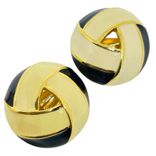 Load image into Gallery viewer, Vintage ST. JOHN gold plated enamel designer clip on earrings

