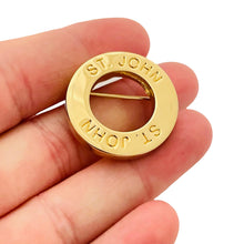 Load image into Gallery viewer, Vintage ST JOHN signed gold tone designer brooch
