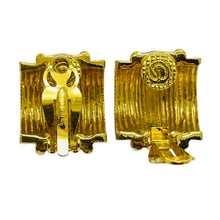 Load image into Gallery viewer, Vintage ST JOHN signed gold tone enamel designer runway clip on earrings

