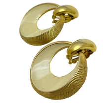 Load image into Gallery viewer, Vintage ST JOHN signed gold tone enamel door knocker designer clip on earrings

