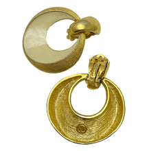 Load image into Gallery viewer, Vintage ST JOHN signed gold tone enamel door knocker designer clip on earrings
