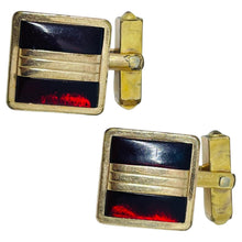 Load image into Gallery viewer, Vintage SWANK signed 10k gp gold plated red glass designer cufflinks
