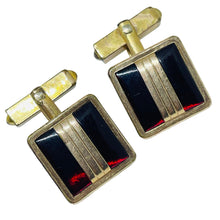 Load image into Gallery viewer, Vintage SWANK signed 10k gp gold plated red glass designer cufflinks
